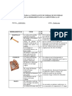 Lista de Chequeo para La Verificación de Normas de Seguridad en El Manejo de La Herramienta de La Carpinteria La 19