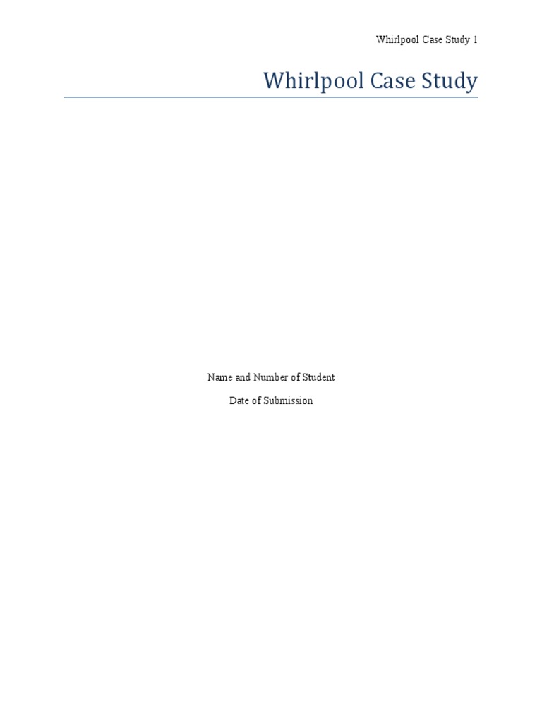 Whirlpool Case Study 1 PDF Supply Chain Supply Chain Management