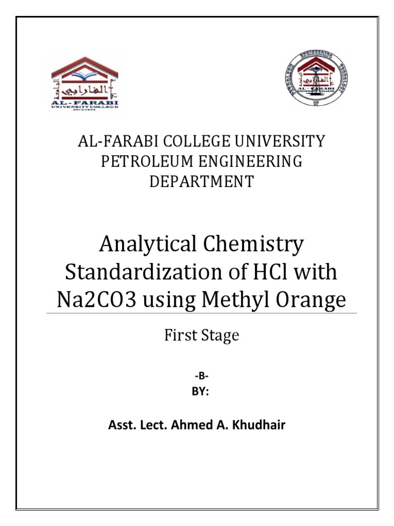 Analytical Chemistry Standardization of HCL With Na2Co3 Using Methyl