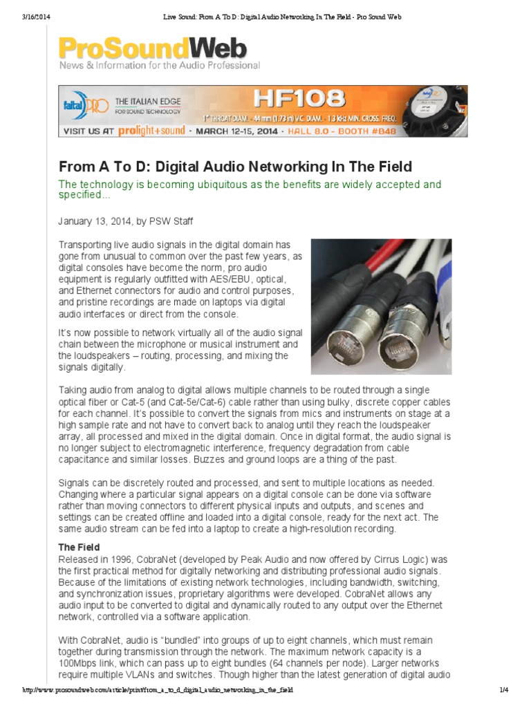 Digital Audio Networking Overview | PDF | Computer Network ...