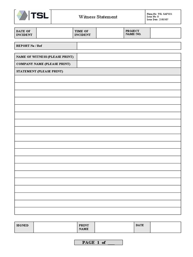 TSL SAF 021 Witness Statement - Master | PDF