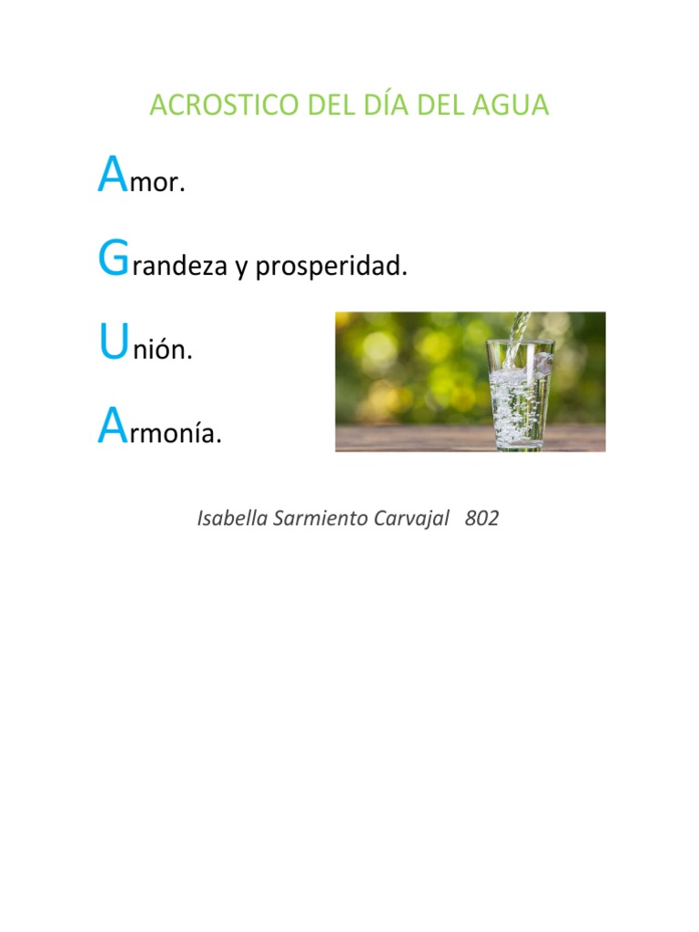 Acrostico Del Día Del Agua | PDF