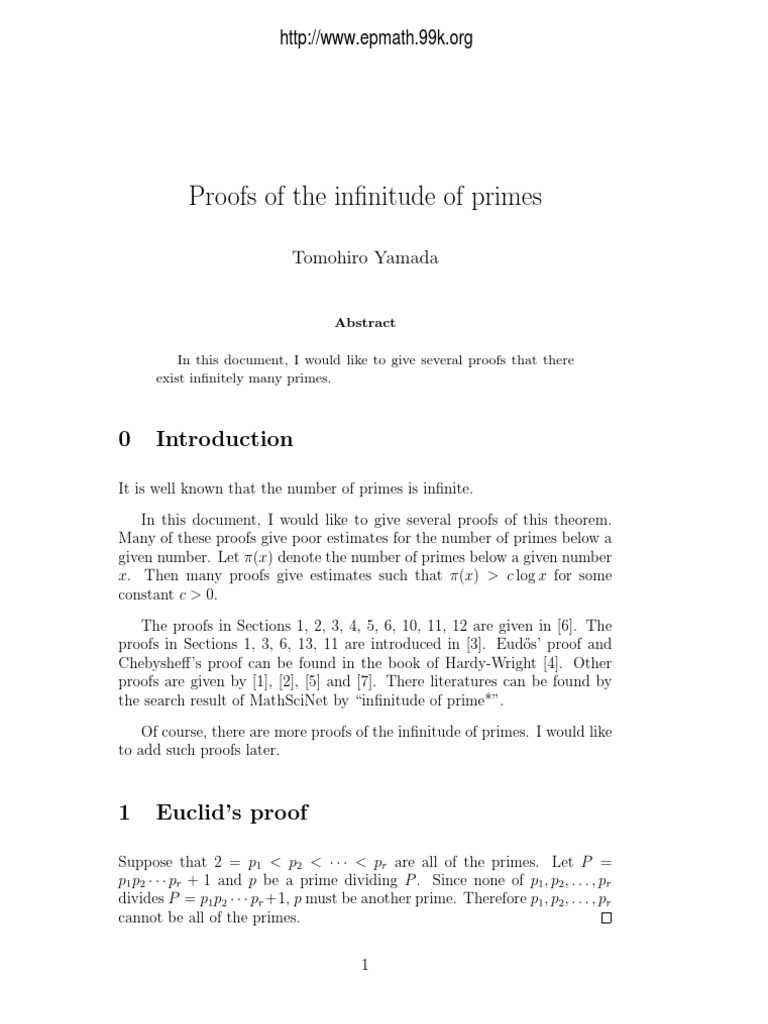 Euclid's Proof of Infinite Primes | PDF | Prime Number | Elementary ...