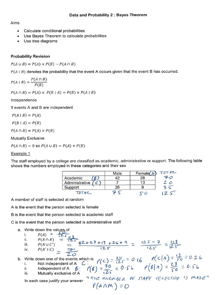 Bayes Theorem HANDOUT With Answers With Trees | PDF