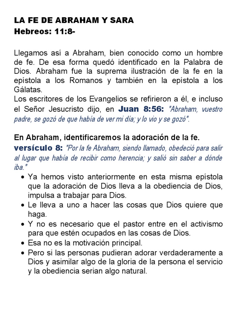 Fe y obediencia de Abraham y Sara | PDF | Abrahán | Sarah