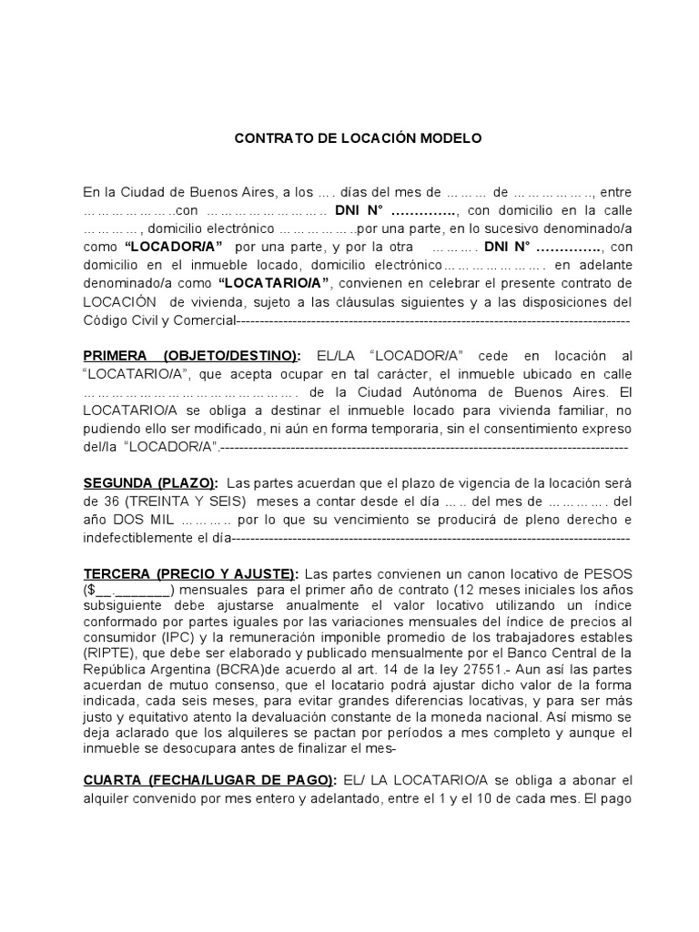 Se Puede Pagar Un Año Entero De Alquiler Contrato Modelo | PDF | Bancos | Derecho privado