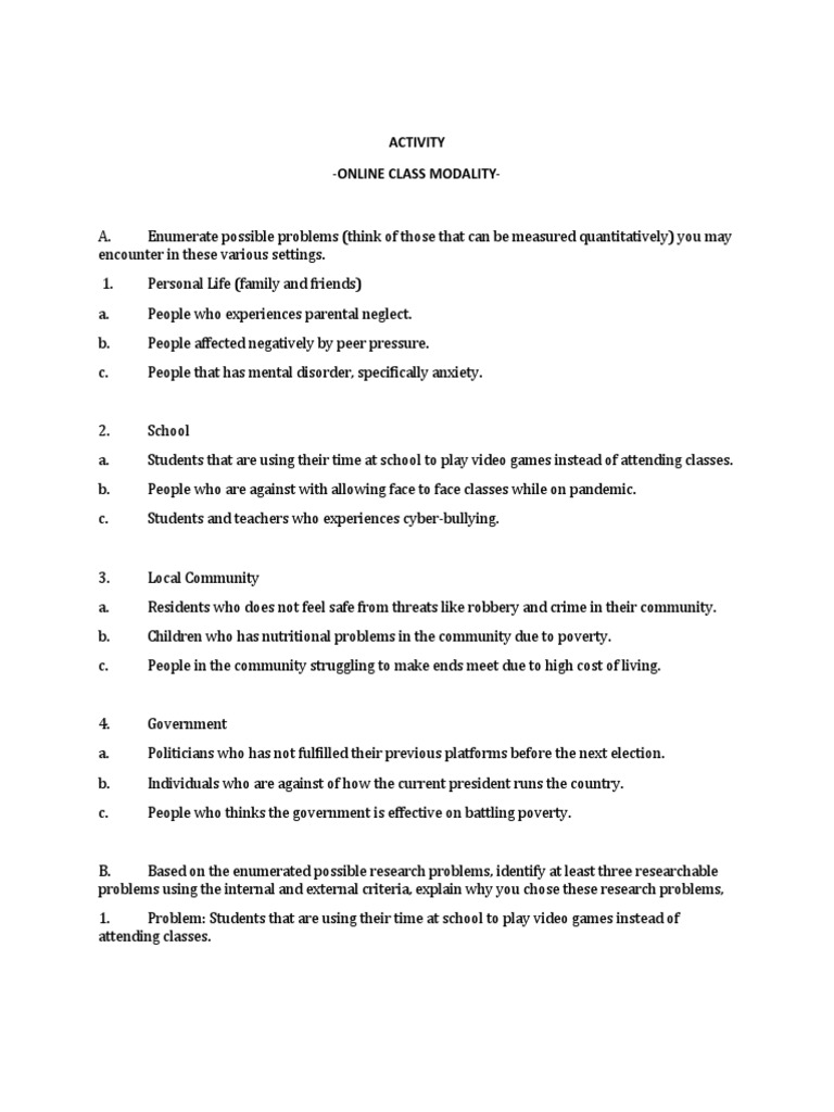 Activity - Online Class Modality | PDF