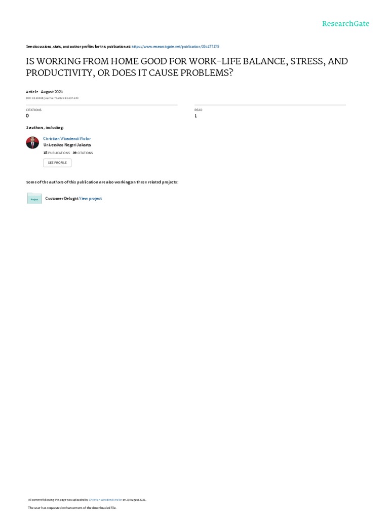 Work Life Balance Journal | PDF | Telecommuting | Employment