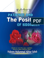 Patience and The Position of Siddiqeen by Shaikh-ul-Arab Wal Ajam Arifbillah Hazrat-e-Aqdas Maulana Shah Hakeem Muhammad Akhtar Sahab (DB)