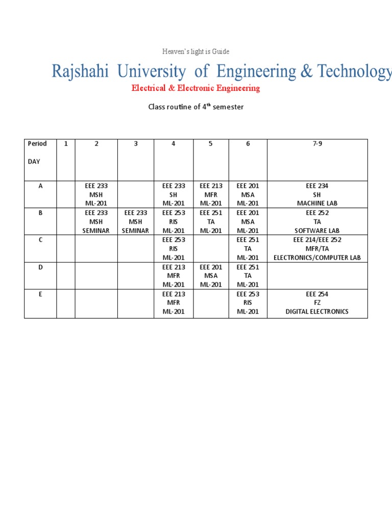 Fourth Semister Routine | PDF