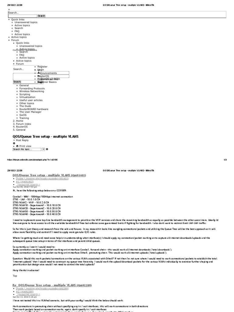 QOS - Queue Tree Setup - Multiple VLANS - MikroTik | PDF | Quality Of ...