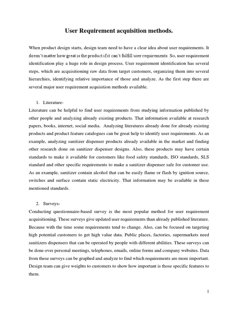 User Requirement Acquisition Methods | PDF | Information | Customer