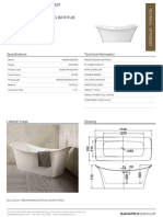 Es21 Paris Freestanding Bathtub 1740X780 WHITE: Specifications Technical Information