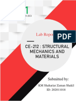 Ce-212: Structural Mechanics and Materials Sessional: Lab Report