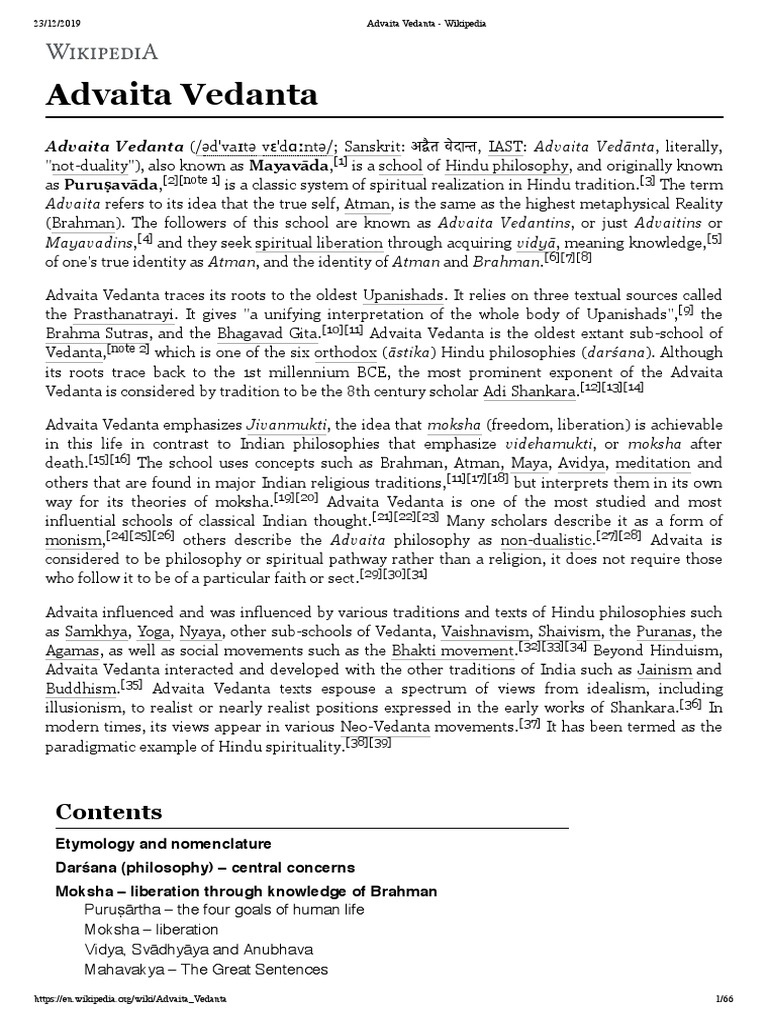 Advaita Vedanta PDF Advaita Vedanta Ātman (Hinduism)