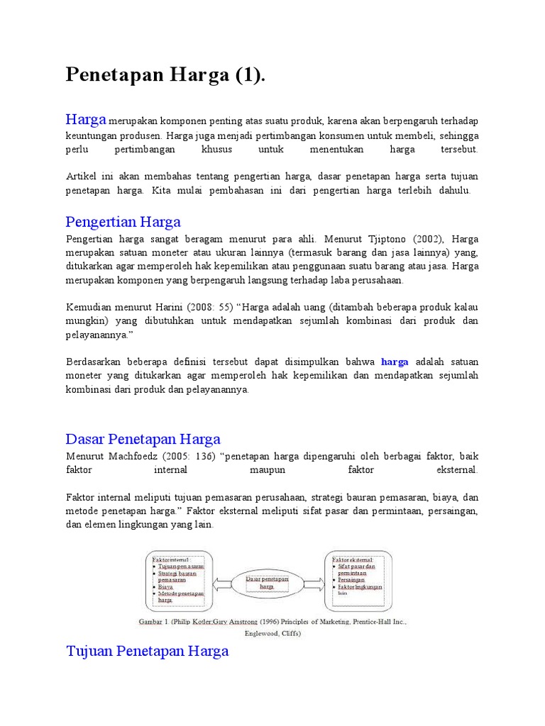 Pengertian harga adalah