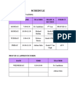 Schedule: Prof Ed 11 (Observation) Date Time Teacher Grade & Section Subject