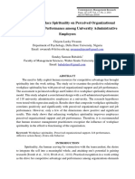 Effect of Workplace Spirituality On Perceived Organizational Support and Job Performance Among University Administrative Employees