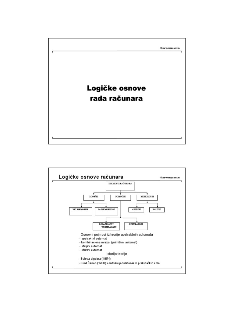 Logicke Osnove Rada Racunara | PDF
