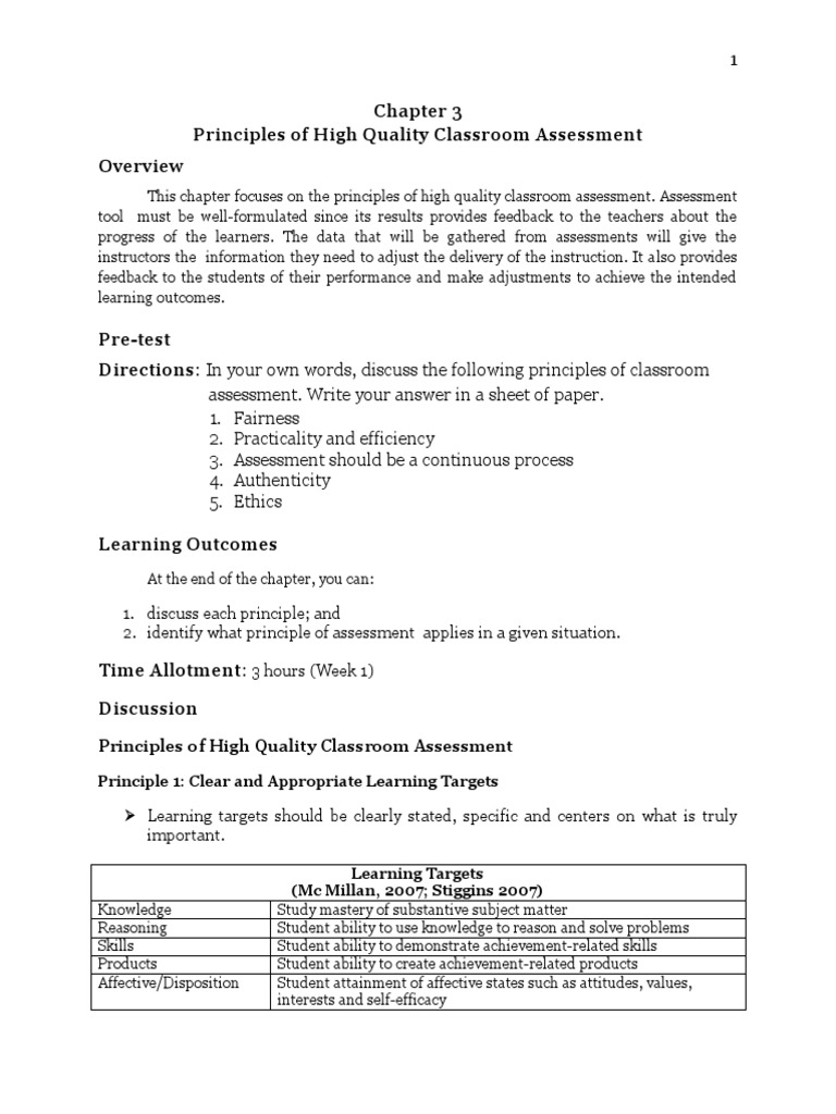 High Quality Classroom Assessment Principles | PDF | Educational ...