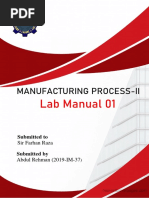 Manufacturing Process-Ii: Lab Manual 01