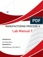 Manufacturing Process-Ii: Lab Manual 7