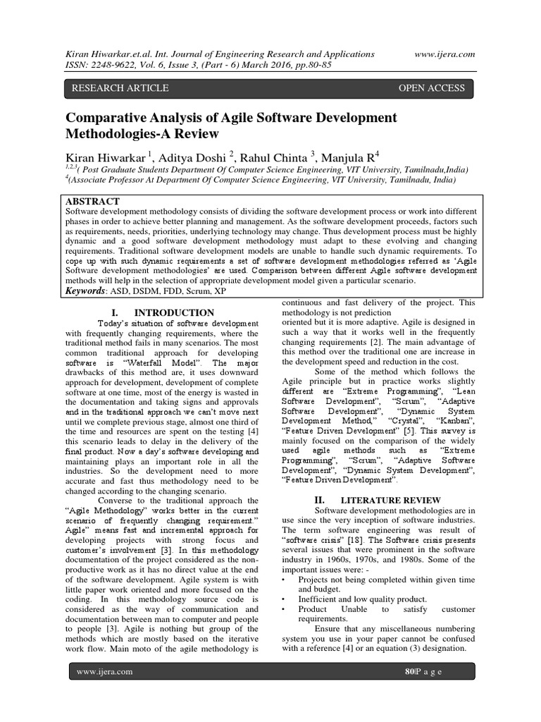 Comparative Analysis of Agile Methods | PDF | Software Development ...
