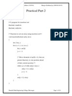 Practical Part 2: AIM: Insertion Sort. Code