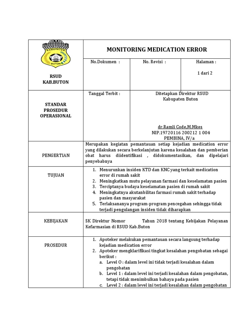 Prosedur Pemantauan Medication Error | PDF | Pengembangan Diri | Sains ...