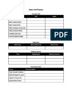 Sales Call Planner: Info Classification Info Notes