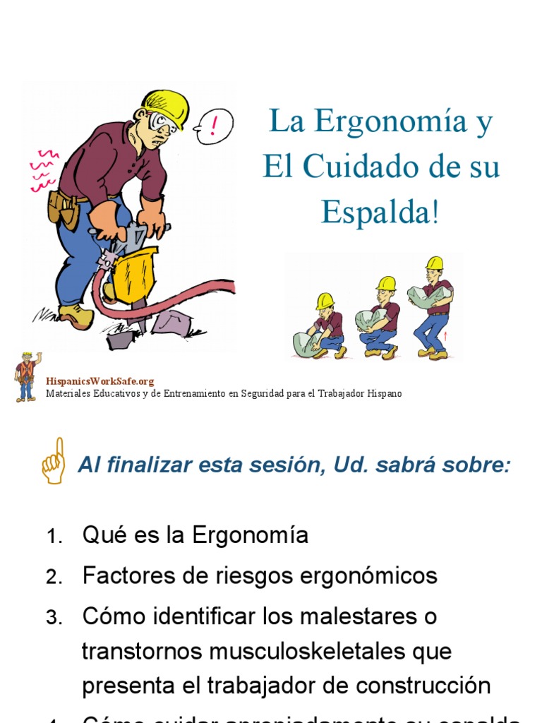 Ergonomía y Cuidado de la Espalda en Construcción | PDF | Factores ...
