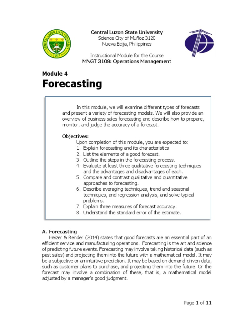 Understanding Forecasting Techniques | PDF | Forecasting | Errors And ...