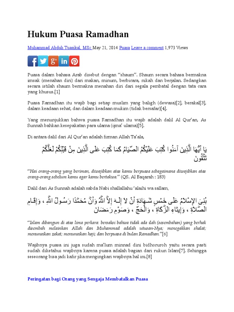 Hukum Lupa Menghitung Hari Puasa Ramadhan
