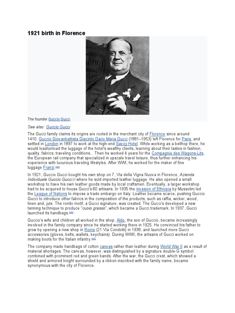 Guccio Gucci: Birth and 1921 Shop Opening | PDF