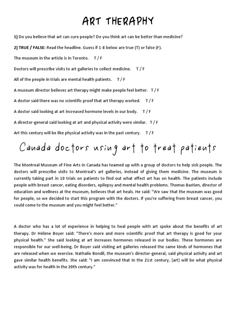 Art Theraphy Lesson PDF Art Therapy Mental Health