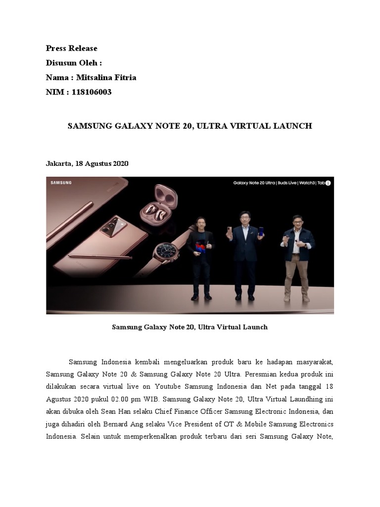 Press Release Samsung S 20 Ultra | PDF