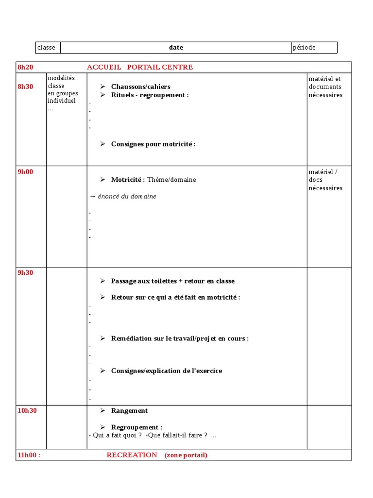 Modèle Cahier Journal Vierge Word Fiche Cahier Journal Vierge GS | PDF