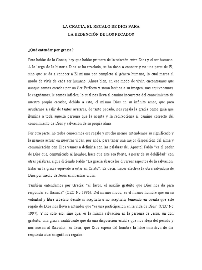 La Gracia | PDF | Gracia en el cristianismo | Salvación