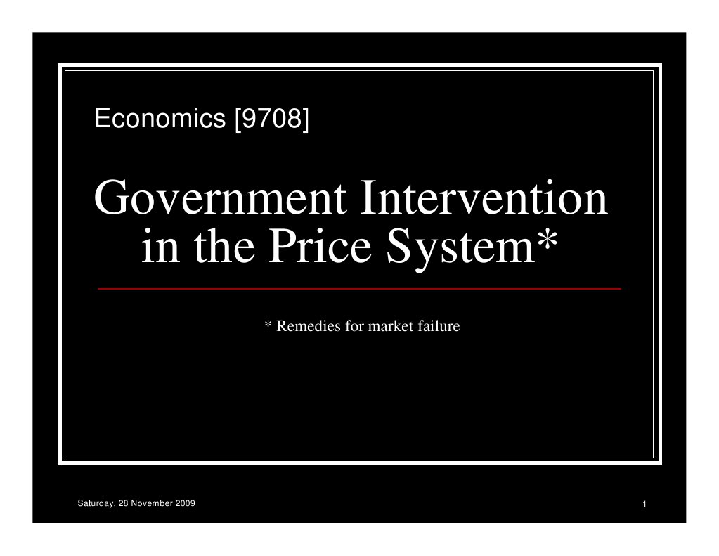 Government Intervention in The Price System : Economics (9708) | PDF