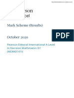 Mark Scheme (Results) October 2020: Pearson Edexcel International A Level in Decision Mathmatics D1 (WDM01/01)