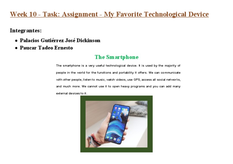 task assignment my favorite technological device