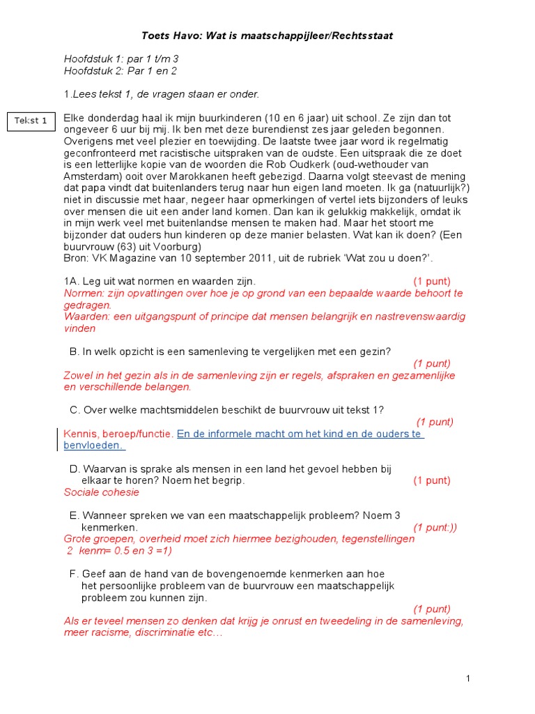 Toets Havo h1 1 3 h2 1 2 Versie 2-211 A1 | PDF