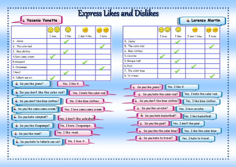Express Likes and Dislikes | PDF