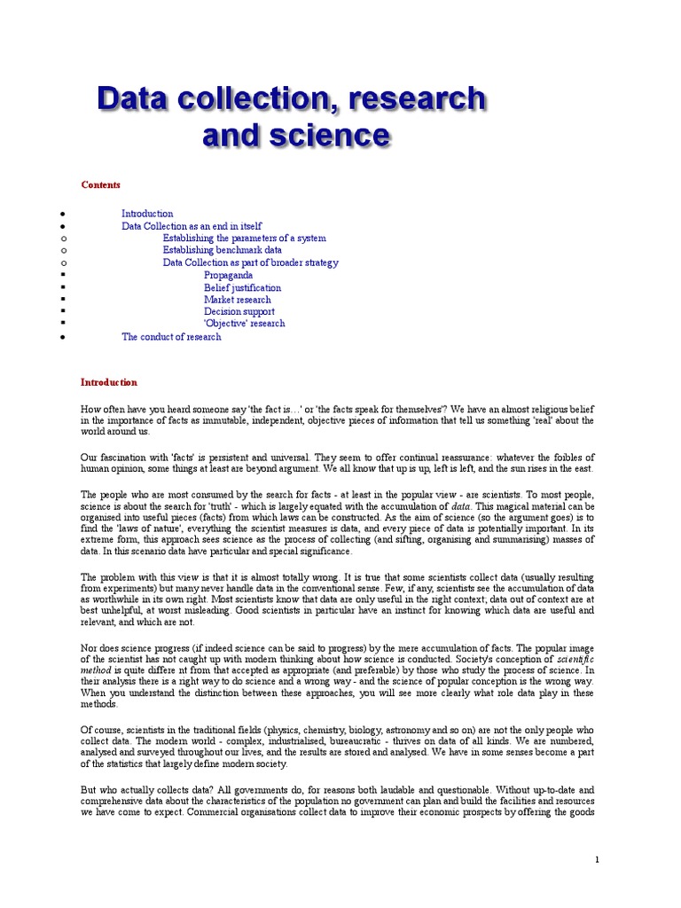 Data Collection | PDF | Scientific Method | Hypothesis