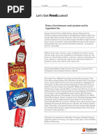 Fooducate Worksheet 2012-08-14 Matching