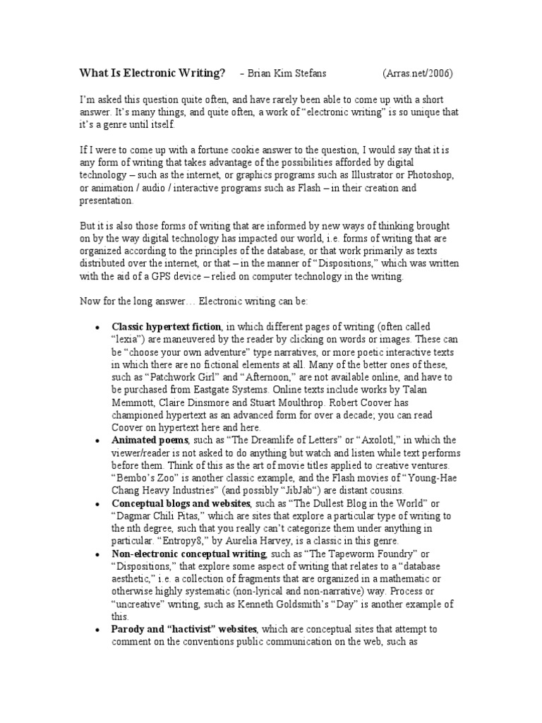 What Is Electronic Writing PDF Websites