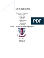 Assignment: BBA Industrial Management