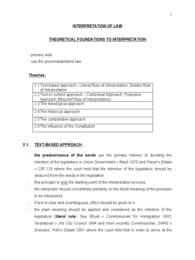 Theoretical Foundations PDF Plain Meaning Rule Statutory