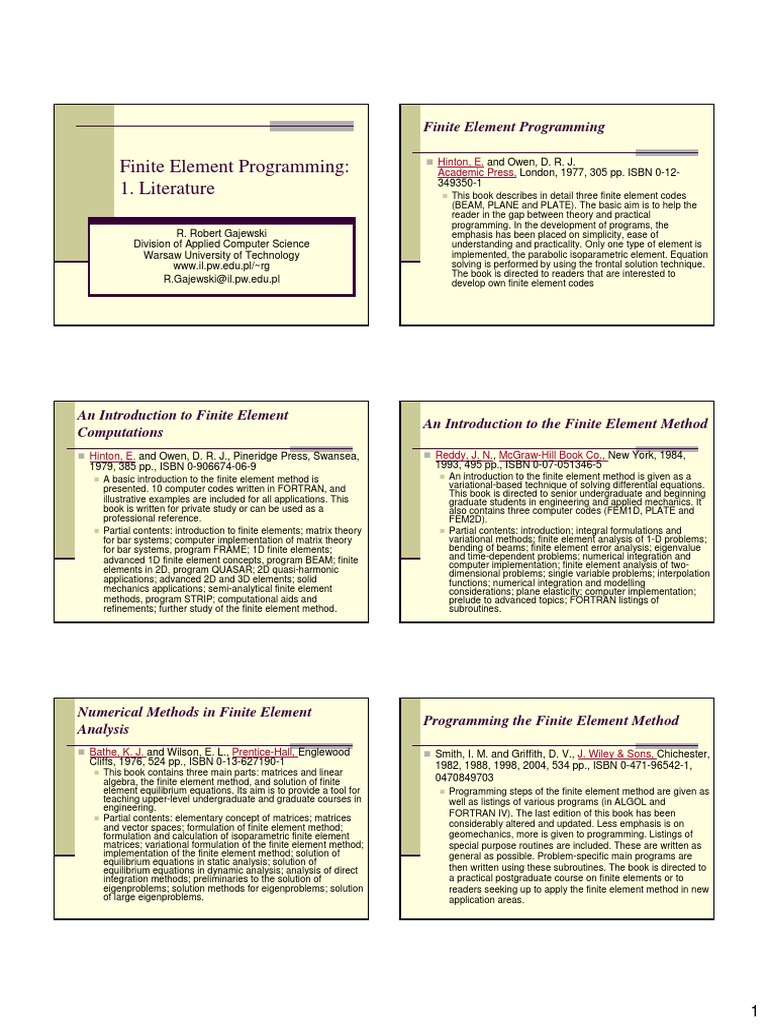 Programming the Finite Element Method | PDF | Finite Element Method ...