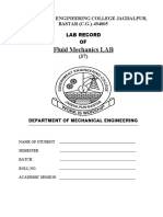 Fluid Mechanics LAB: Government Engineering College Jagdalpur, BASTAR (C.G.) - 494005